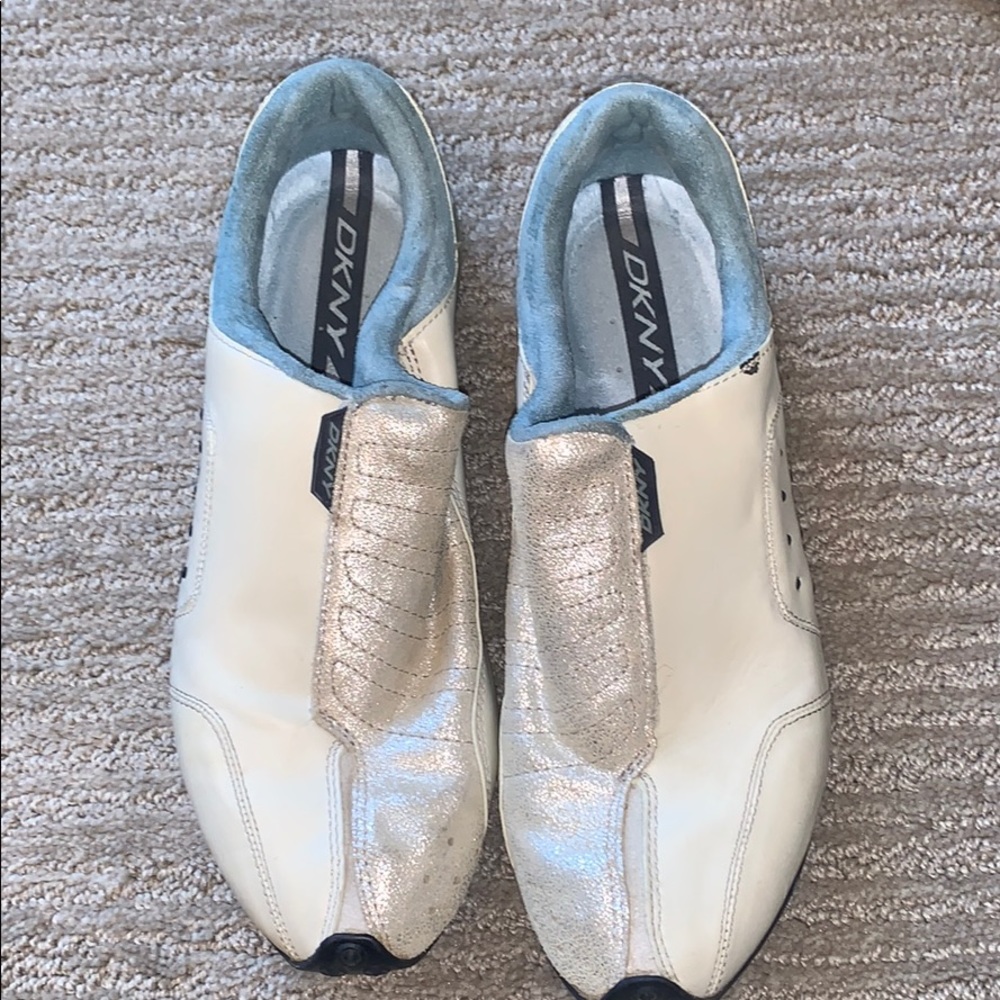 DKNY mixed media slip on shoes